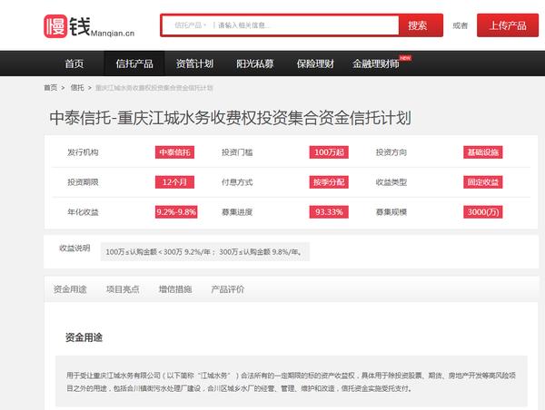 央企信托-440号江苏泰州集合资金信托计划(投资信托的公告)